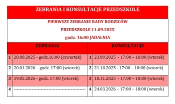 ZEBRANIA I KONSULTACJE PRZEDSZKOLE