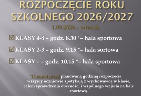 ROZPOCZĘCIE ROKU SZKOLNEGO 2026/2027